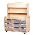 Dressoir Display Kast B105 x D47 x H150 cm Esdoorn met 12 Laden H15 Tangara Groothandel Kinderopvang en kinderdagverblijf inrichting01 (538)5